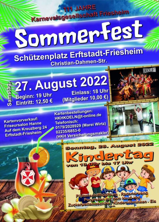 Plakat Sommerfest 2022 KG Friesheim 1911